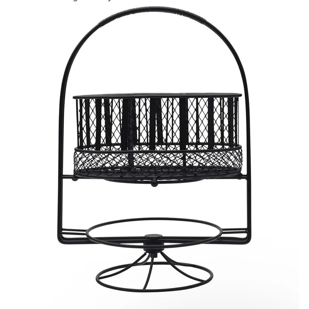 Mikasa Gourmet Basics Band Stripe Picnic Buffet Storage Caddy Farmhouse Metal